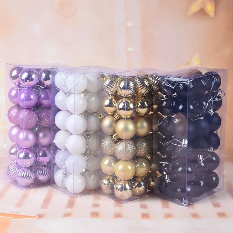 Decoração De Natal / 4cm 36 Peças Bolas Coloridas De Natal Com Glitter - Imagem 5