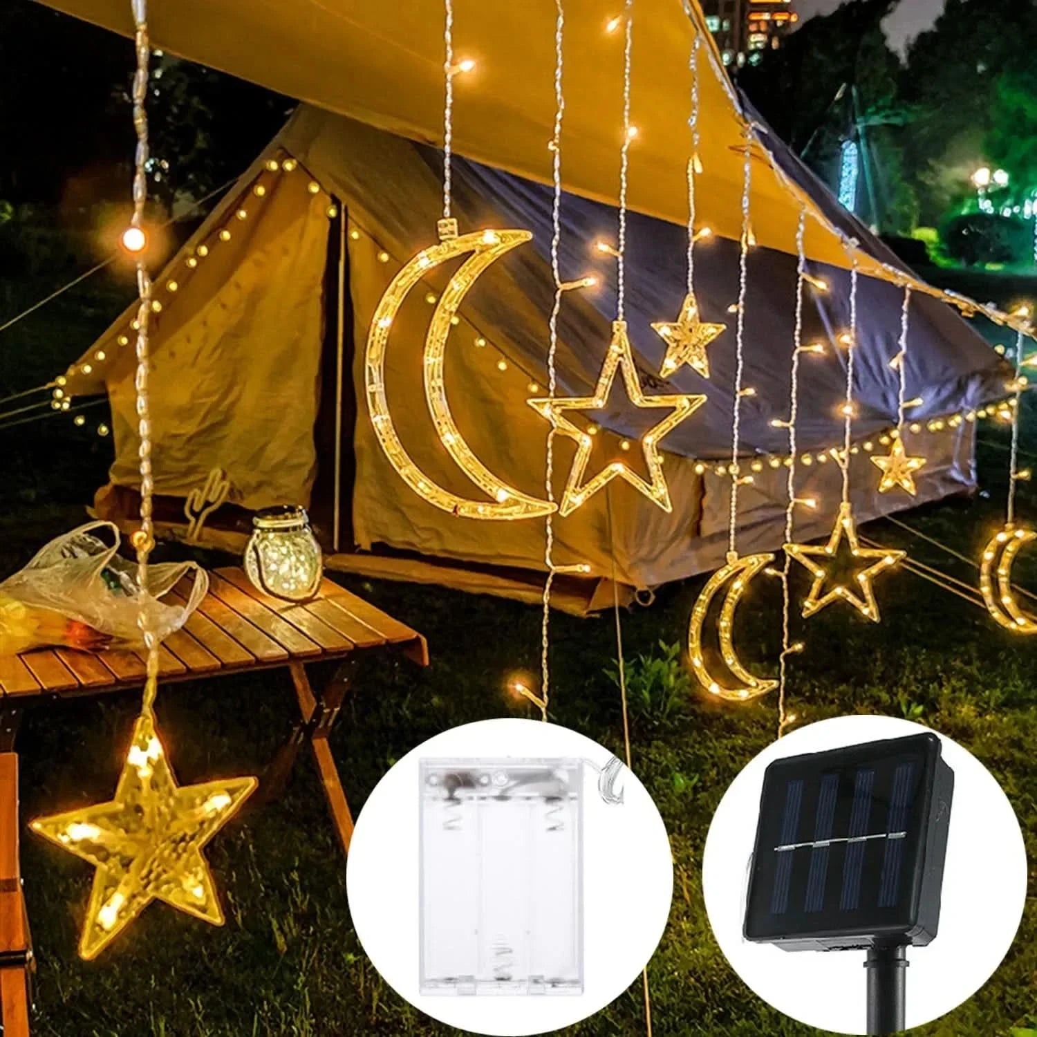 Luzes de Fada Estrela e Lua LED Solar - Encanto Natalino - Imagem 7