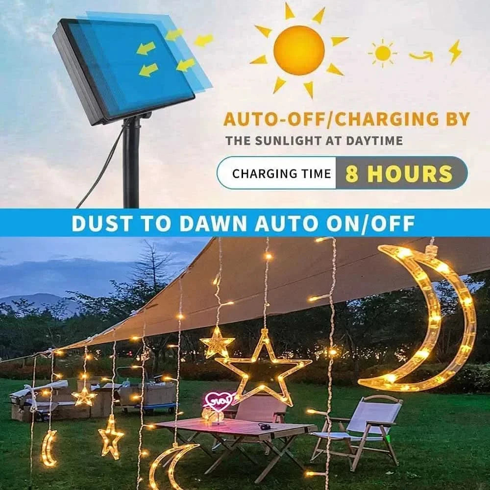 Luzes de Fada Estrela e Lua LED Solar - Encanto Natalino - Imagem 10