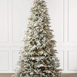 Árvore de Natal Nevada Frosted Fraser com Galhos Articulados, Suporte Metálico e Micro LEDs Embutidos